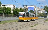 Noch einmal die Doppeltraktionen mit Tatra T6A2 Tw 2031 am 13.09.2015 auf der SL 11 am Depot Krasna Poljana.